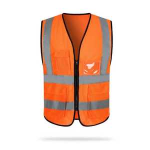 Gilet de sécurité réfléchissant avec fermeture à glissière Gilet de sécurité routière à poche multifonctionnelle noire haute visibilité Gilet de sécurité avec logo - Product Image 3