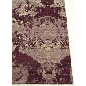 Alfombra de Lana y Seda de Bambú Anudada a Mano en Rosa y Morado de Kavi, Diseño de Teoría del Caos, Patrón Abstracto, Alfombra para Sala de Estar o Pasillo, Esk-405 - Product Image 3
