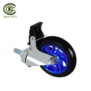 Roue pivotante à roulement à billes en acier polyuréthane à noyau en aluminium bleu de 4 pouces, tige filetée M12, roulement silencieux et fluide - Product Image 5