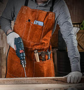 Delantal de Cuero Genuino Resistente al Fuego y al Calor, Diseño en Relieve, Uniforme Unisex para Personal de Enfermería, Color y Logotipo Personalizables - Product Image 3