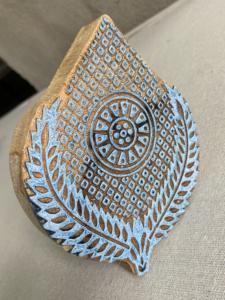 Hand Carved Wooden Block <b>Printing</b> <b>Stamp</b> Leaf Medallion Geometric Design | Traditional Indian Textile Block - Product Image 4