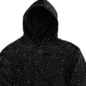 Sudadera con capucha de diamantes de imitación brillantes para mujer Sudadera informal con capucha de diamantes de imitación de piedra brillante - Product Image 6