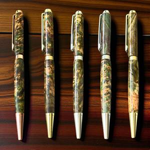 Stylo à bille torsadé de style ambré professionnel de luxe de 0.7mm outil d'écriture de cadeau d'affaires de conception de logo personnalisé en bois stabilisé Unique - Product Image 1