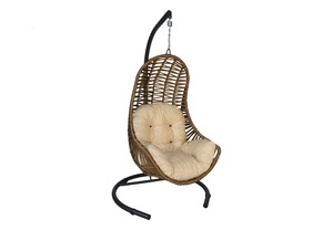 Fauteuil suspendu en forme d'œuf en rotin PE moderne fait à la main, meubles d'extérieur pour hôtel, patio, balançoires - Product Image 2