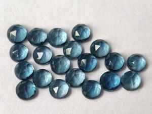 Natural London Blue Topaz Rose cut 6mm Faceted - Loose London Blue Topaz Rose Cut - Product Image 2