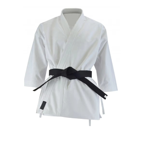 Viral WKF aprobado Karate Gi uniforme 100% algodón elástico transpirable ligero blanco liso 2025 tendencia - Product Image 3