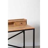 Itzel Houten Bureau Met Zwarte Poten