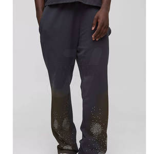 Pantalones de diamantes de imitación para hombre con detalles llamativos Pantalones rectos de alta calidad con acabado de diamantes de imitación - Product Image 6