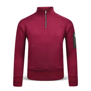 Ultima novità moda felpa con cappuccio da uomo arancione plain pullover 1/4 a imbuto con zip mezza zip felpa felpa