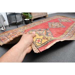 Tapis Vintage Turc Style Bohème 4.8x11.4ft Rouge Vert Patchwork Design Classique Classique pour Entrée en Laine Latex Support - Product Image 3