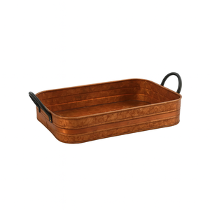 Bandeja Ovalada de Hierro Galvanizado Plateado con Diseño Increíble y Asa para Servir Alimentos en el Hogar y en Bodas - Product Image 3