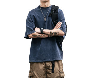 เสื้อยืดผ้าแห้งเร็วสำหรับผู้ชายเสื้อยืดวินเทจผ้าคอตตอนโอเวอร์ไซส์แบบสั่งทำสีและขนาด - Product Image 4