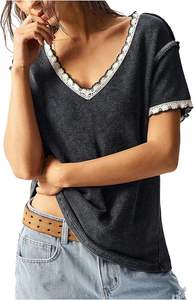 Elegante camiseta casual de mujer de algodón liso cuello redondo manga corta diseño ligero verano ropa opción perfecta servicio OEM - Product Image 6