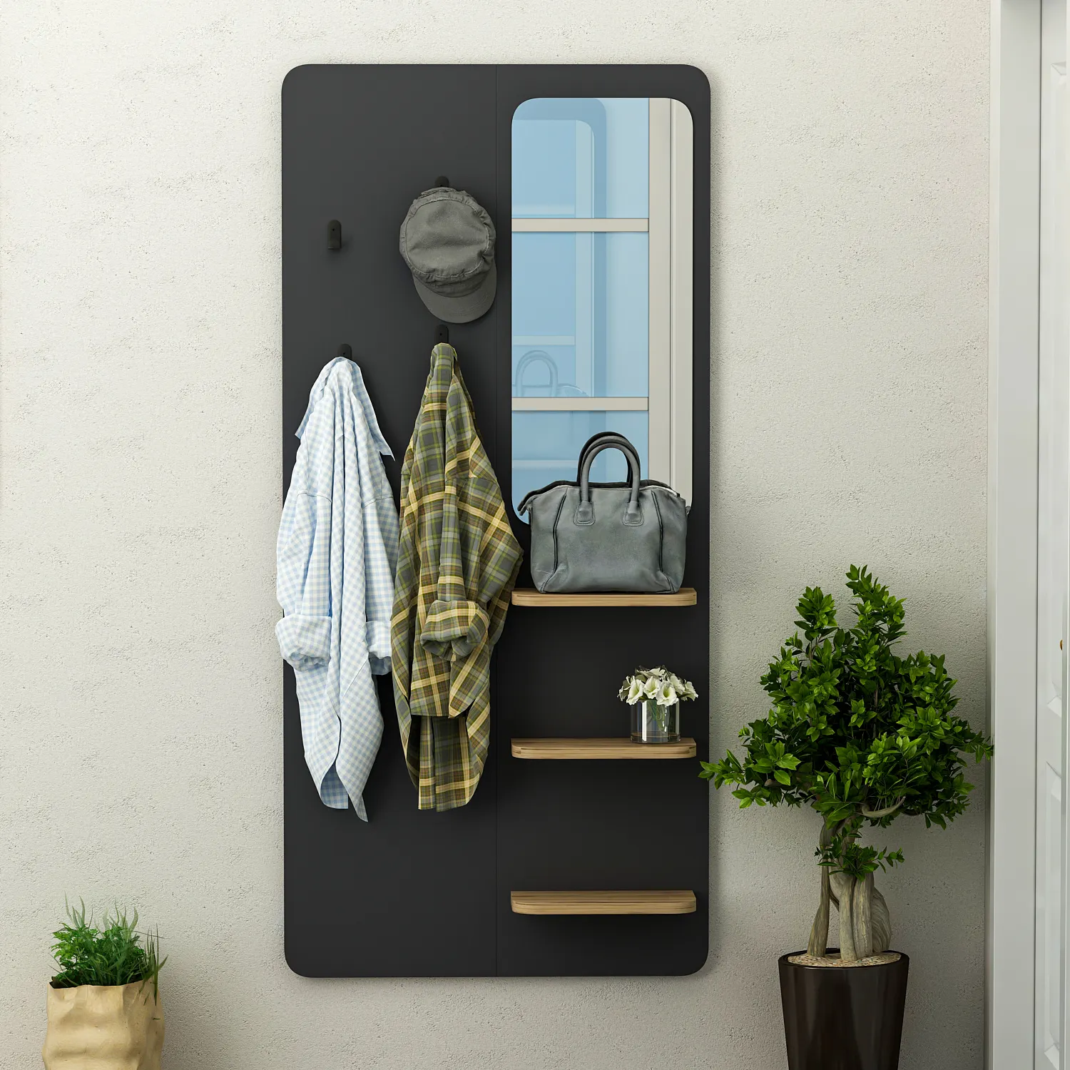 Bouquet Garment Hanger Custom Clothes Wooden Space Clothing Coat Hanger Coat Rack Anthracite With Mirrored Shelves Home Decor