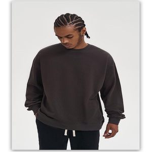 Caliente moda gota hombro cuello redondo francés Terry en blanco ropa de calle de gran tamaño gimnasio sólido sostenible duradero hombre sudadera - Product Image 2