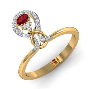 แหวนหมั้นรูปไข่ชุบทองสำหรับผู้หญิงสินค้าใหม่ล่าสุดประดับด้วยเพทายพลอยโกเมนสีแดงฝังทันสมัยสำหรับเด็ก - Product Image 4