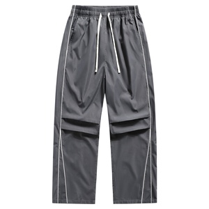 Wholesale OEM Men's <b>Drawstring</b> Waist Baggy Wide Leg <b>Trousers</b> White Black Design - Customization Options Cover Color - Product Image 1