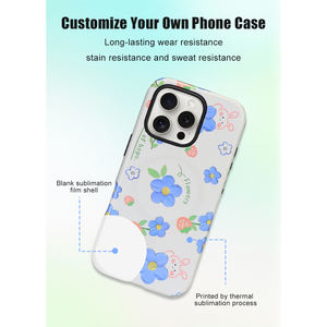Coque de protection 2-en-1 pour iPhone 13 Pro Max, en TPU+PC, avec sublimation et électroplaqué, artisanat spécial, blanche - Product Image 4