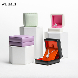 WEIMEI OEM personnalisé PU cuir pendentif boîte à bijoux collier en cuir boîtes boucles d'oreilles bagues boîte à bijoux avec logo - Product Image 4