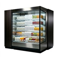 Réfrigérateur vitrine ouverte pour supermarché, réfrigérateur à rideau d'air, refroidisseur multi-étagères, armoire de présentation commerciale pour boissons et aliments