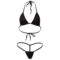 2025 nouveau bleu Micro Bikini brésilien Bandeau string maillot de bain pour femmes côtelé maillot de bain été vêtements de plage