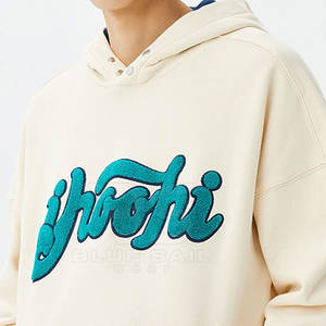 Sweat à capuche personnalisé en détresse avec broderie applique Cut And Sew Streetwear Sweat à capuche pour homme - Product Image 3