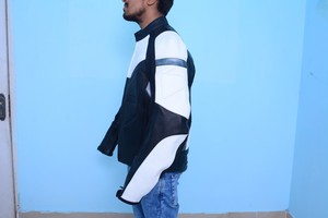 genuine leather, motorcycle jackets Leather Mens Black Leather Sporty Crossover Scooter Motorcycle Jacket customize style jacket - Product Image 5