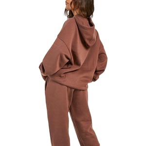 Top qualité femmes pantalons de survêtement et sweat à capuche deux pièces ensembles décontracté polaire coton survêtement sport femmes surdimensionné sweats à capuche survêtement - Product Image 4