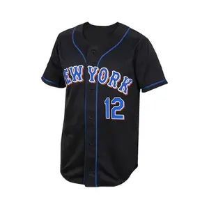 Maillot de baseball à col en V brodé New York pour homme, respirant, à manches courtes, boutonné, pour l'entraînement et la compétition - Product Image 6