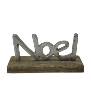 Dessus de table en aluminium et bois noel avec base rectangulaire couleur nickel brut argent dessus de table cadeau de noël et décoration de noël