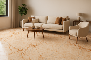 600x600mm đánh bóng màu be đá cẩm thạch nhìn sứ ngói với đậm veining thanh lịch độ bóng cao kết thúc cho sàn hiện đại - Product Image 4