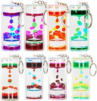FKYTION Porte-clés à bulles liquides, lot de 8 – Légers, colorés, design sablier, jouets apaisants et relaxants, série arc-en-ciel