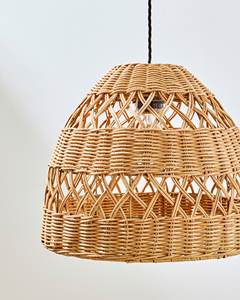 Exquisite <b>Rattan</b> Dome Lampshade Wicker Hanging <b>Light</b> <b>Shade</b> Openwork Pattern Decorative Pendant For Dining And Living Area - Product Image 2