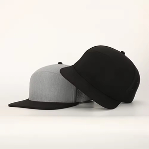 6 Panel Unisex Baseball Hat <b>Black</b> Waterproof Snapback Custom Logo Common 100% Cotton Four Seasons for Sports Outdoor Perforated - Product Image 1