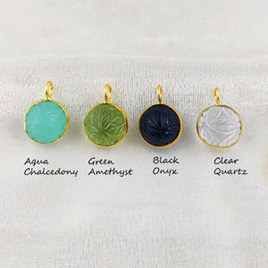 925 argent lunette ensemble fleur sculpture breloques noir Onyx rond sculpture boule pendentif avec rhodium et plaqué or pour bijoux - Product Image 2