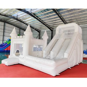 Modern White Commercial <b>Inflatable</b> Moonwalk Slide Combo for Toddlers - Product Image 4
