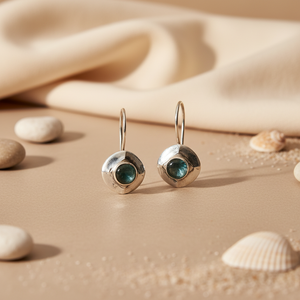 Boucles d'oreilles pendantes vintage en argent 925 avec pierre verte émeraude, plaquées or, pour femmes, pour les mariages - Product Image 1