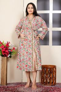 Indian Hand block Kantha print <b>kimono</b> bohemian design lightweight bathrobe natural dyes hand printed fabric - Product Image 3