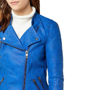 Nuevo abrigo de motociclista de cuero genuino para mujer de talla grande de otoño, ropa informal suelta con cuello levantado, chaqueta Reversible de satén - Product Image 4