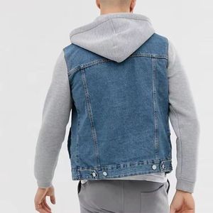 Chaqueta de mezclilla frontal con botones rasgados para hombre de diseño personalizado 2025, ropa de calle de moda de alta calidad con lona OEM - Product Image 4