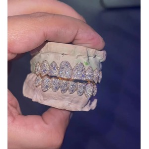 Custom Fit Lab Grown Diamond Grillz for Teeth Fashion Jewelry with High Shine Finish in Gold or <b>Silver</b> Colors from India - Product Image 2