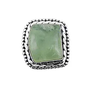 Bague de cocktail unisexe en argent 925 plaqué rhodium, style bohème vintage géométrique, avec sertissage clos de jade naturel, pour usage quotidien - Product Image 3