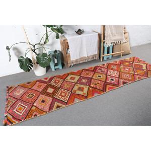 Tapis turc vintage, tapis Kilim 2,7x9,4 pieds, tapis persan rouge orangé - Product Image 4