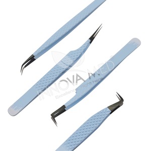 Pince à cils en acier inoxydable anti-magnétique longueur 10mm outil d'extension de cils livraison rapide échantillon gratuit mat-fini Premium - Product Image 5