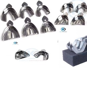 Plateaux dentaires en acier inoxydable autoclavables de haute qualité 6 pièces pour plateaux de dents non perforés d'impression de prothèse dentaire - Product Image 6