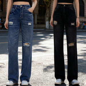 กางเกงยีนส์เข้ารูปเอวกลางเอวปกติของผู้หญิง, กางเกงยีนส์100% ลำลองผ้ายืดระบายอากาศทันสมัยขนาดพลัสไซส์ - Product Image 2