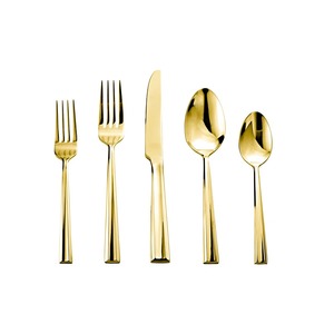 Ensemble de couverts en bois de luxe écologique pour 4 personnes, couverts modernes à manche nervuré, 20 pièces, polissage miroir - Product Image 3