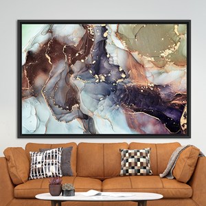 Elegant Abstract Marble Print Canvas - Modern Wall Art Decor,1P:Black <b>Framed</b> - Product Image 1