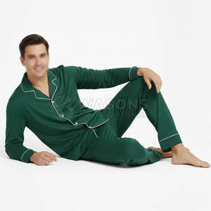 Conjunto de pijama de seda para hombre, camisa de manga larga con botones y pantalones de pijama largos, ropa de dormir suave y lujosa - Product Image 4