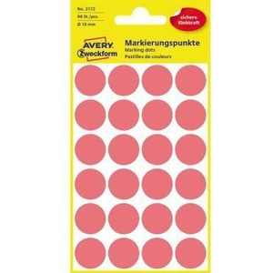 Points de marquage fluorescents rouges Avery Zweckform 18 mm, 96 étiquettes/paquet, autres autocollants - Product Image 1